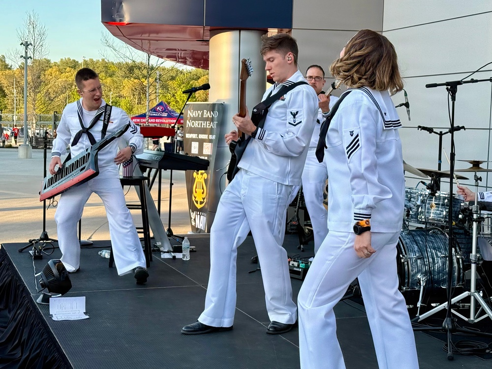 Navy Band Northeast's Popular Music Group Rhode Island Sound Performs at Gillette Stadium in Foxborough, MA for Salute to Heroes Night.