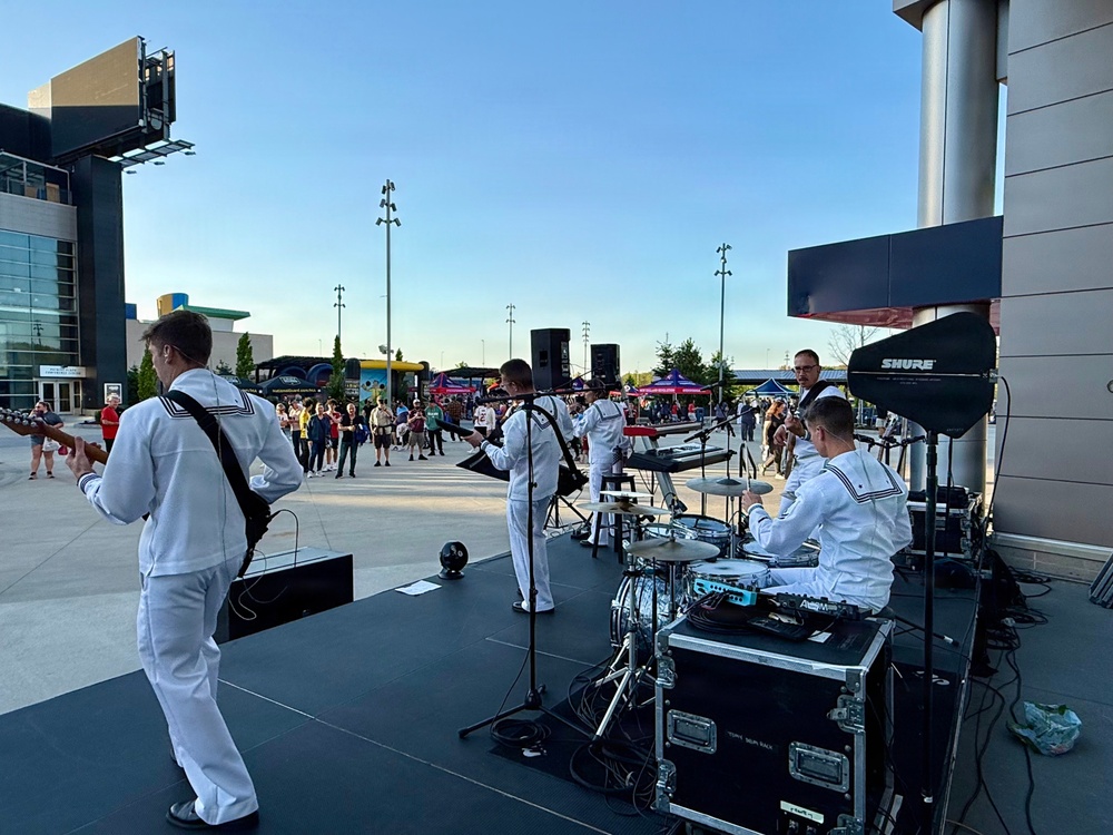 Navy Band Northeast's Popular Music Group Rhode Island Sound Performs at Gillette Stadium in Foxborough, MA for Salute to Heroes Night.