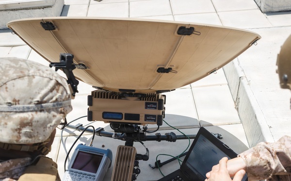 U.S. Marines perform operations check on Tampa Microwave Satellite