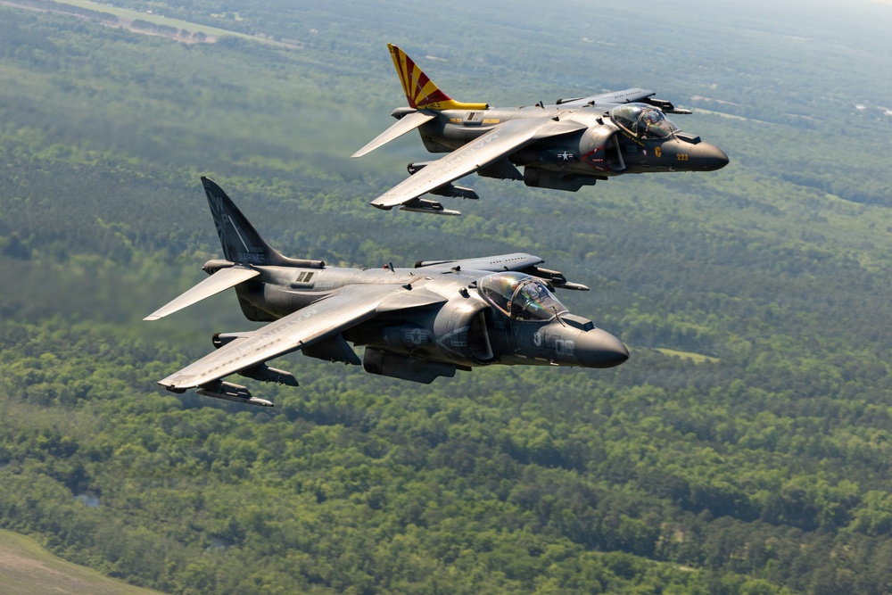 VMA-223 flies above Eastern North Carolina