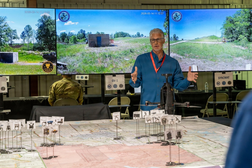 Distinguished Visitors observe emerging defense technologies during T-REX 26-2 at Camp Atterbury