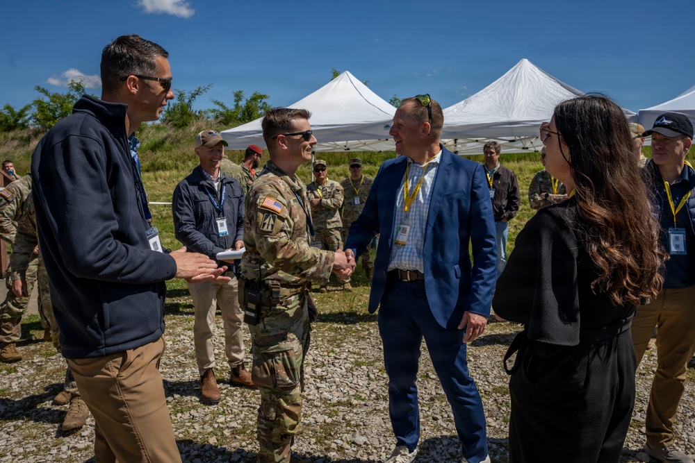 Distinguished Visitors observe emerging defense technologies during T-REX 26-2 at Camp Atterbury