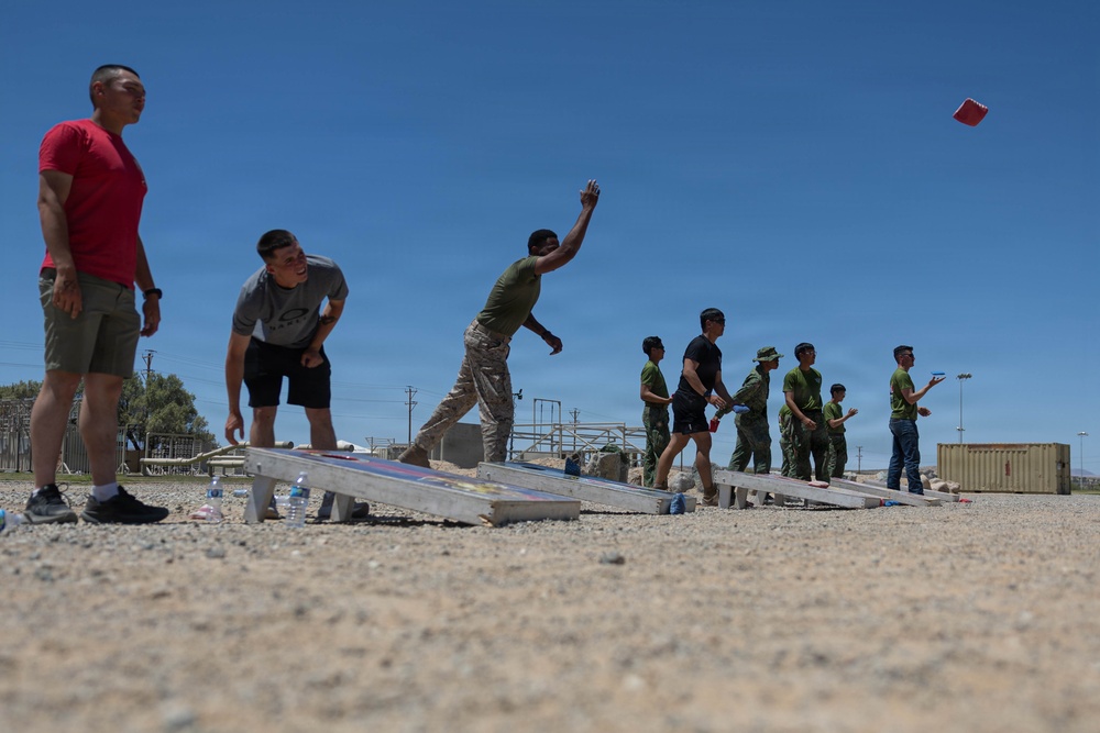U.S. Marines and Singaporean Armed Forces hold an athletic day at MCAGCC