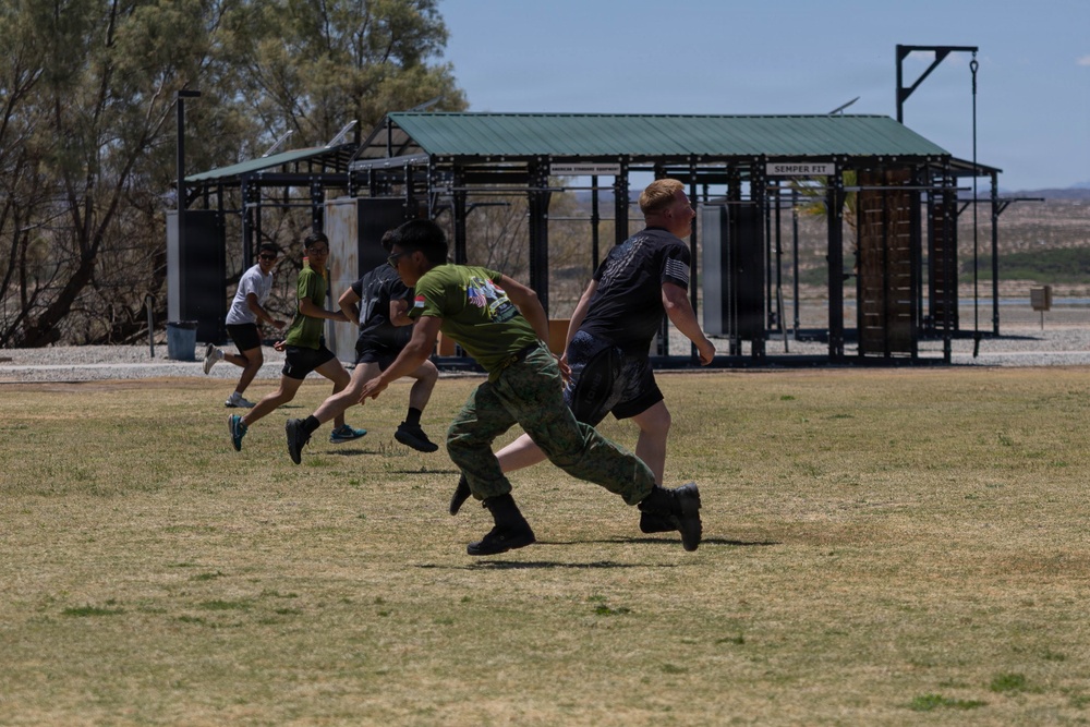 U.S. Marines and Singaporean Armed Forces hold an athletic day at MCAGCC