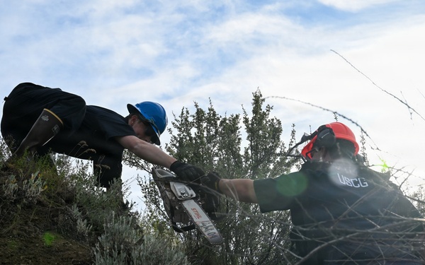 U.S. Coast Guard Aids to Navigation crew members service shore aids and buoys on Lake Roosevelt in Washington.