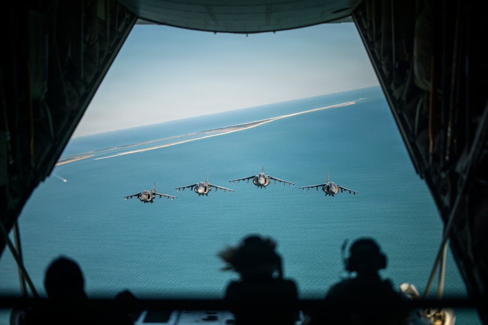 VMA-223 flies above Eastern North Carolina