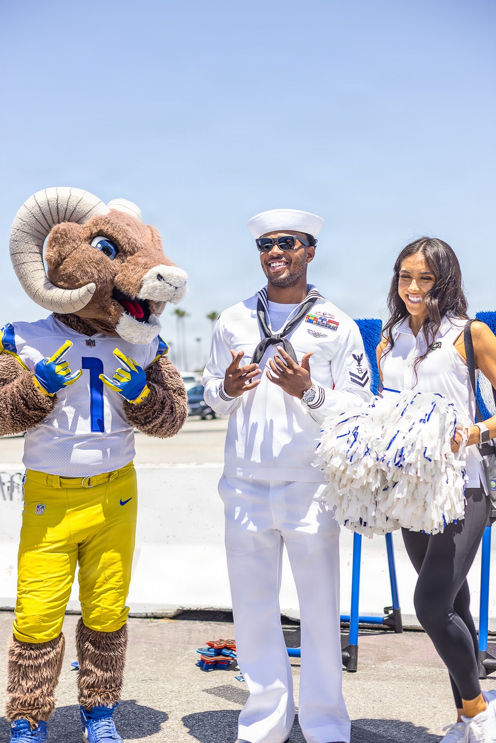 USO hosts Rampage and Cheerleaders of the Los Angeles Rams in addition to games, events, and activities for the Sailors and Marines onboard USS Essex (LHD 2) for LA Fleet Week