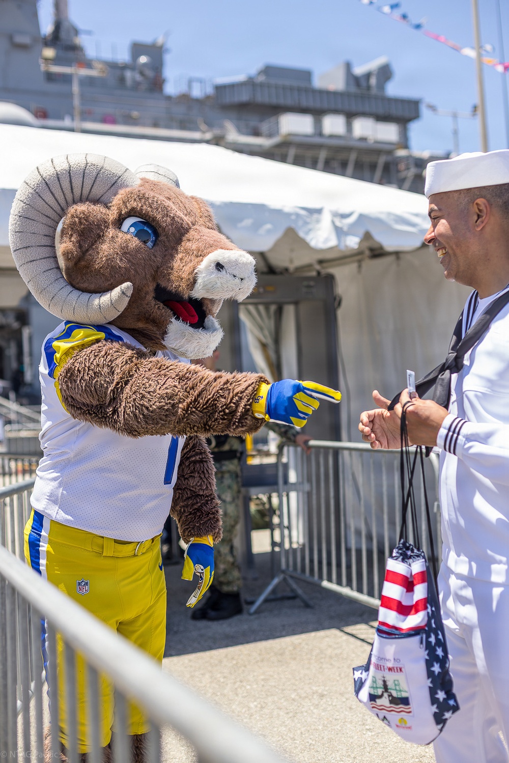USO hosts Rampage and Cheerleaders of the Los Angeles Rams in addition to games, events, and activities for the Sailors and Marines onboard USS Essex (LHD 2) for LA Fleet Week