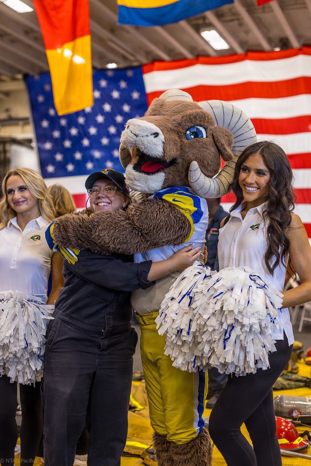 USO hosts Rampage and Cheerleaders of the Los Angeles Rams in addition to games, events, and activities for the Sailors and Marines onboard USS Essex (LHD 2) for LA Fleet Week