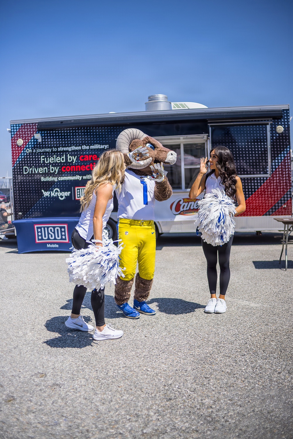 USO hosts Rampage and Cheerleaders of the Los Angeles Rams in addition to games, events, and activities for the Sailors and Marines onboard USS Essex (LHD 2) for LA Fleet Week