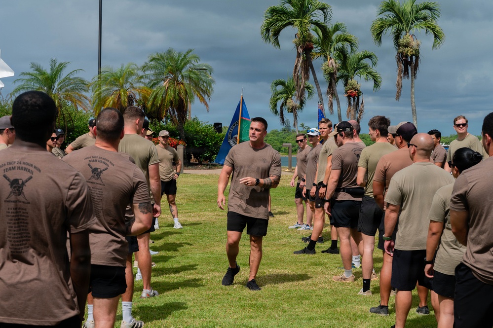 Members of the 25th Air Operations Support Squadron host a 24-hour memorial run for fallen TACP servicemembers