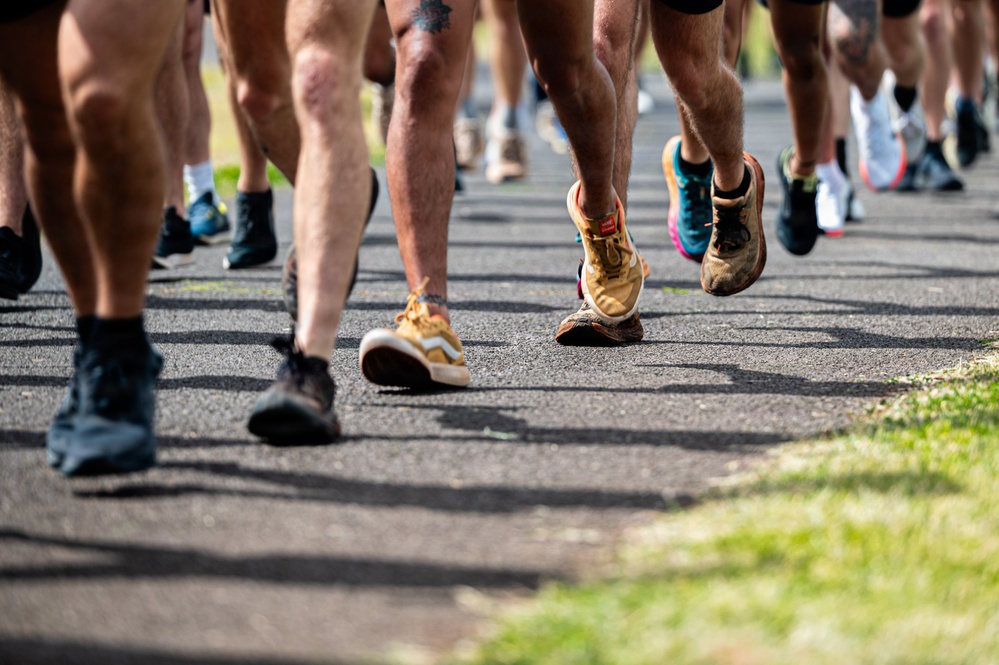Members of the 25th Air Operations Support Squadron host a 24-hour memorial run for fallen TACP servicemembers