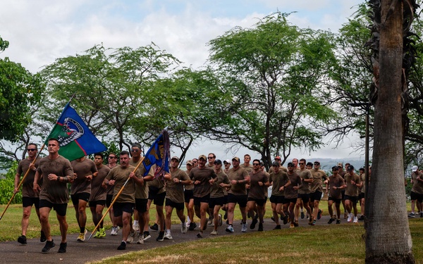 Members of the 25th Air Operations Support Squadron host a 24-hour memorial run for fallen TACP servicemembers
