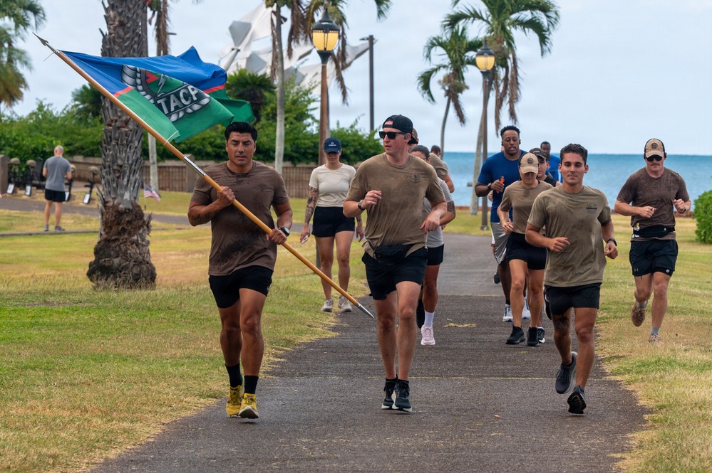 Members of the 25th Air Operations Support Squadron host a 24-hour memorial run for fallen TACP servicemembers