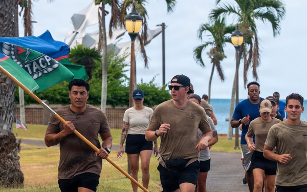 Members of the 25th Air Operations Support Squadron host a 24-hour memorial run for fallen TACP servicemembers