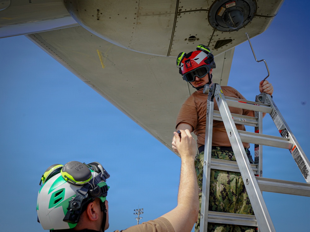VP-26 Tridents Conduct Routine Inspection of a P-8A Poseidon