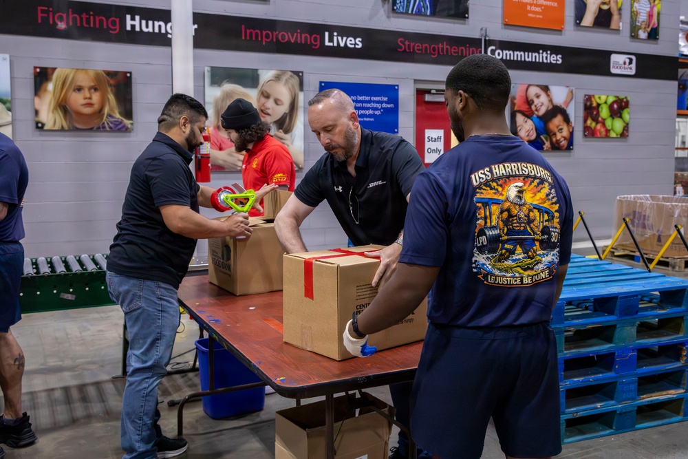 Sailors volunteer at Central Pennsylvania Food Bank during Harrisburg Navy Week
