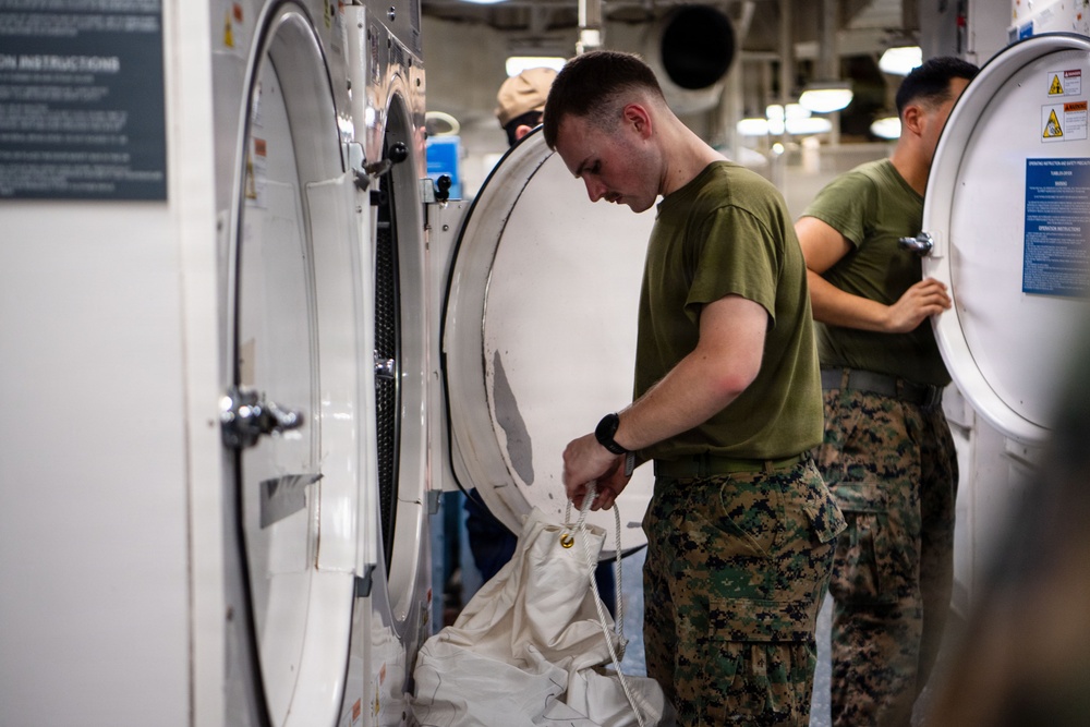 USS Boxer Marines Wash Crew Laundry