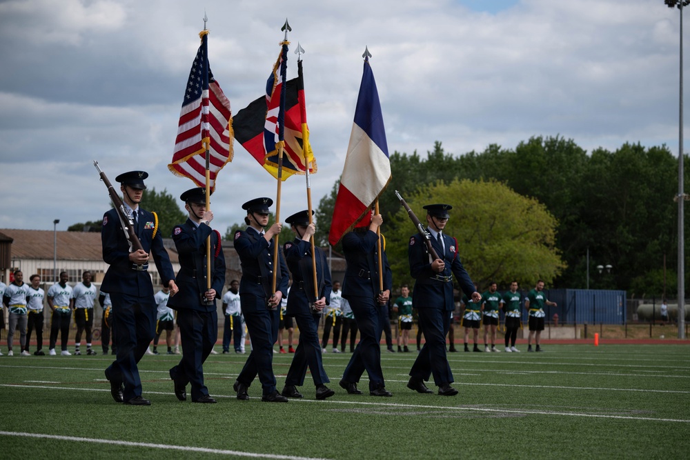 Fourth annual flag football game brings allied forces together at RAF Lakenheath