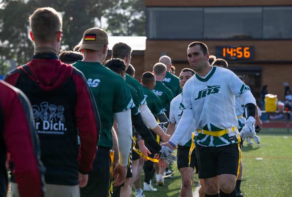Fourth annual flag football game brings allied forces together at RAF Lakenheath