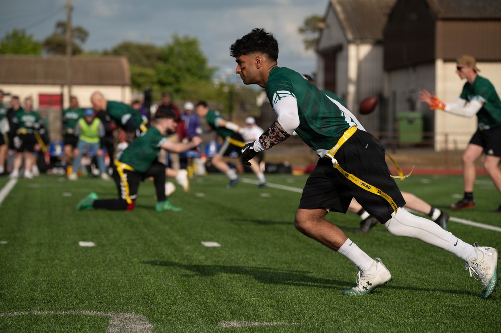 Fourth annual flag football game brings allied forces together at RAF Lakenheath