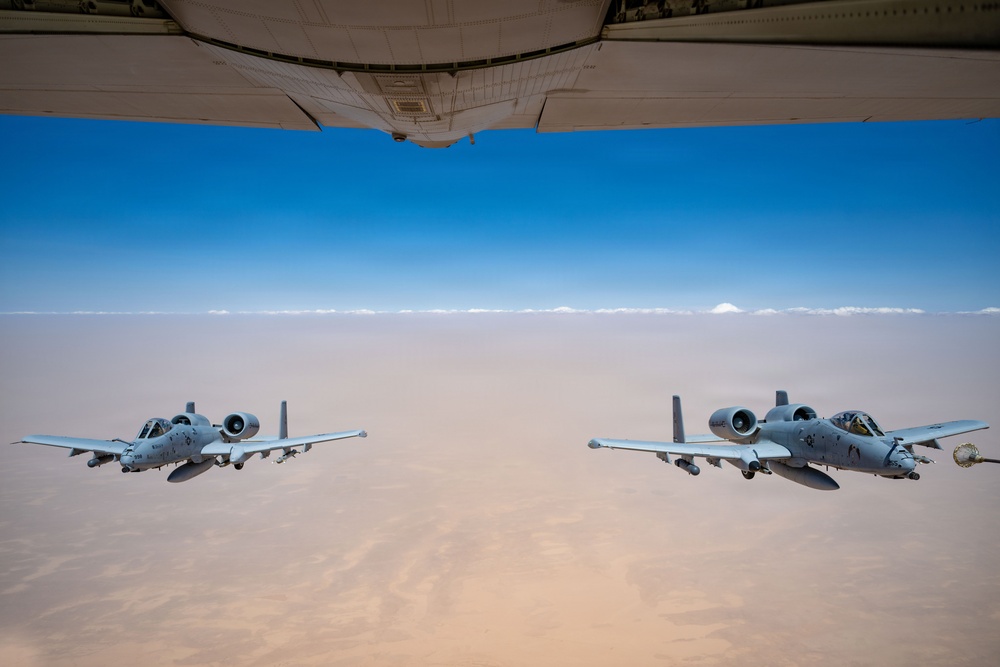 HC-130 crew refuels A-10s