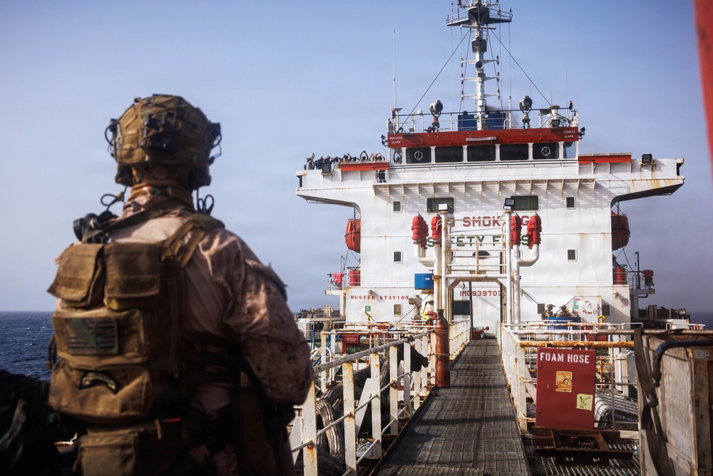 Sailors and Marines board M/T Celestial Sea