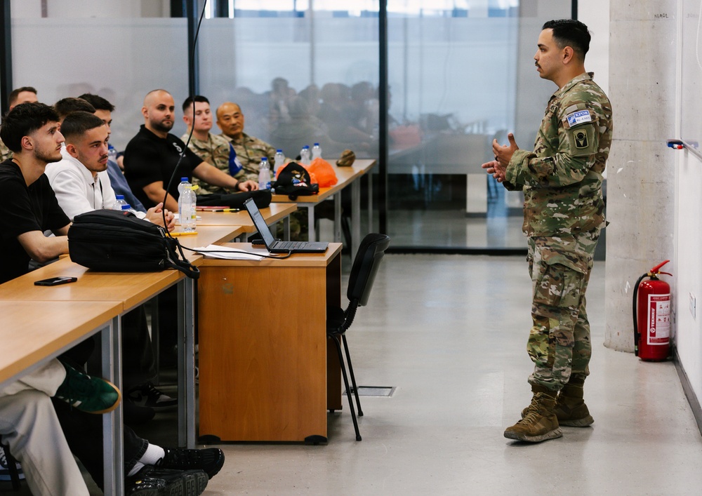 KFOR security and law Soldiers educate local students during community safety event