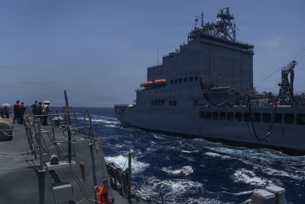 Frank E. Petersen Jr. Conducts Fueling-At-Sea with USNS John Lewis