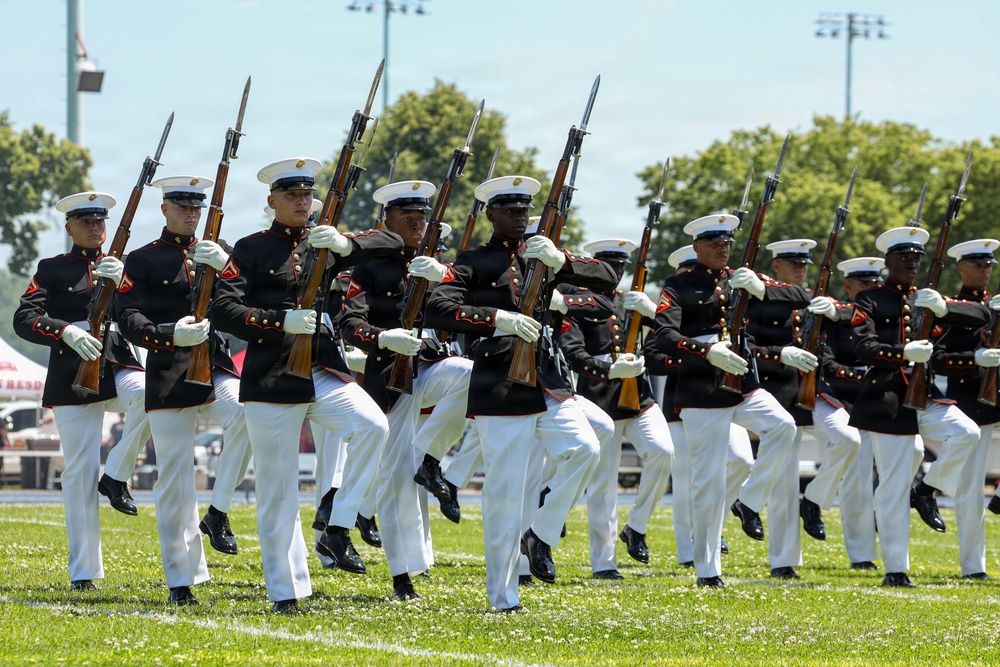 Marine Corps Battle Color Detachment performs at the Naval Academy
