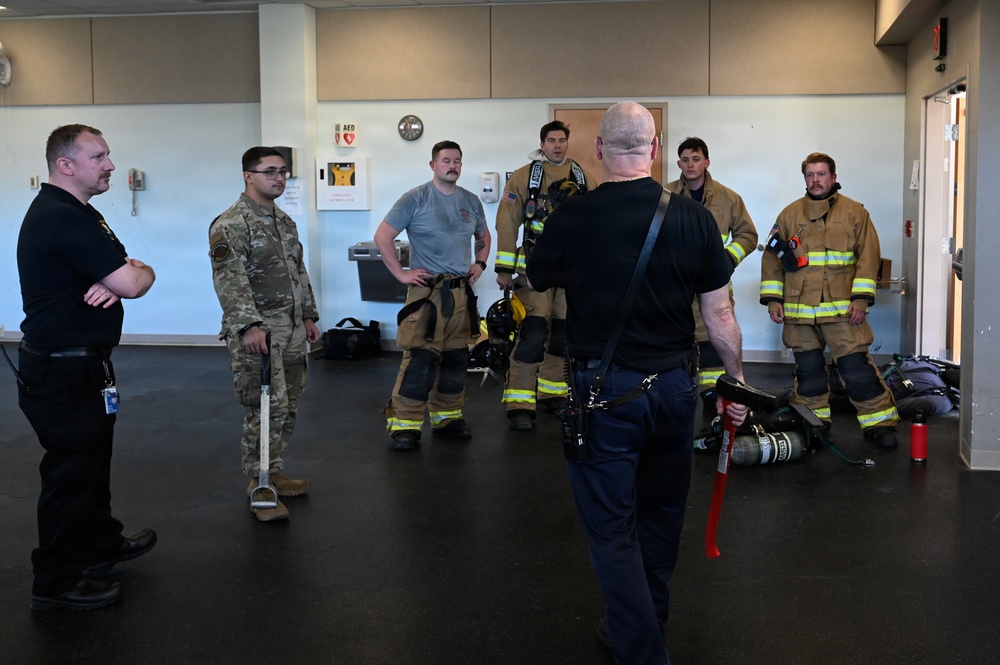 Firefighters with the Pease Fire Department and the 157th Civil Engineering Squadron in Search &amp; Rescue Exercise