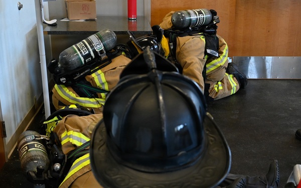 Firefighters with the Pease Fire Department and the 157th Civil Engineering Squadron in Search &amp; Rescue Exercise