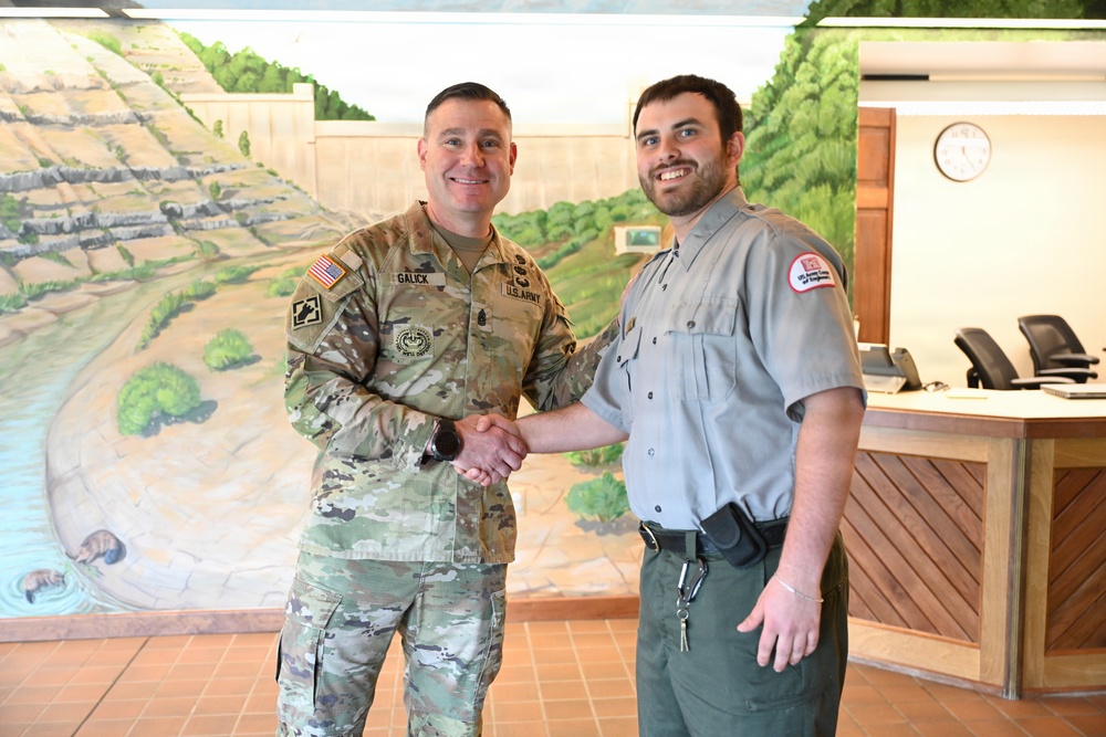 CSM Galick Presents Commander’s Coins During Buffalo District Visit