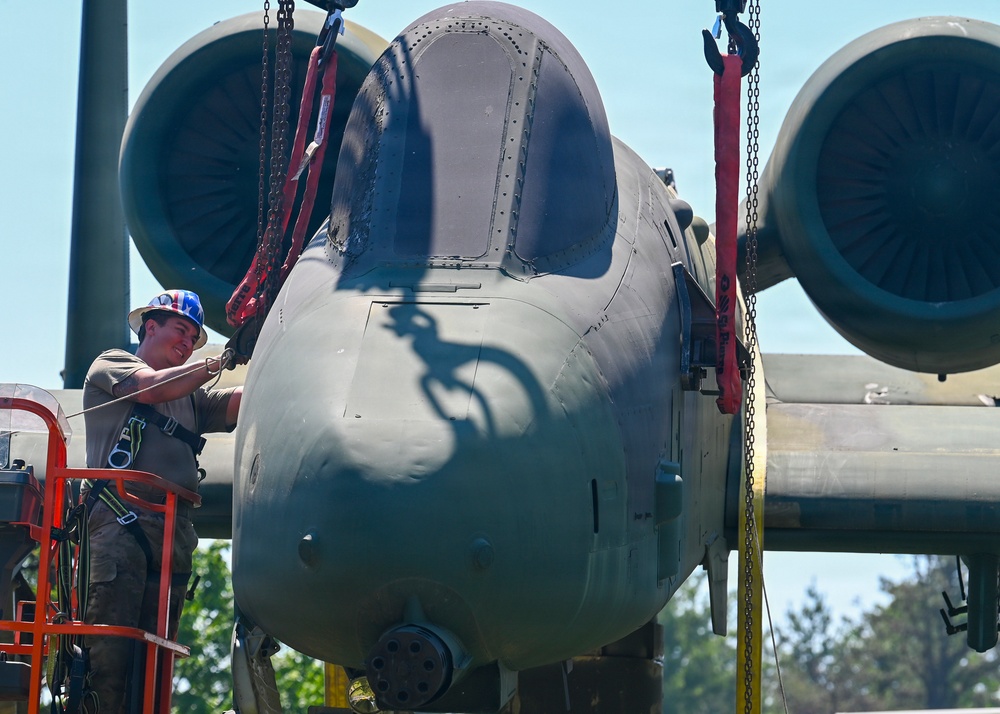 104th Fighter Wing relocates A-10 static display to celebrate aviation legacy