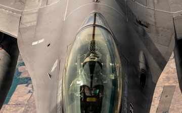 KC-135 refuels F-16