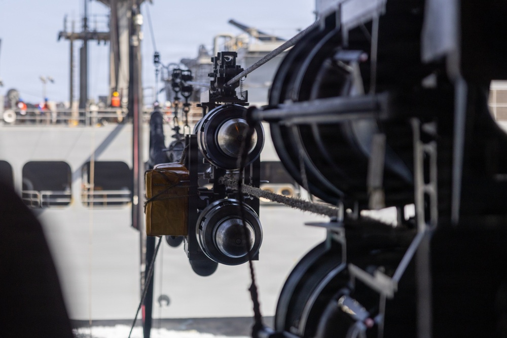 Abraham Lincoln Conducts a Fueling-at-Sea with USNS John Lewis
