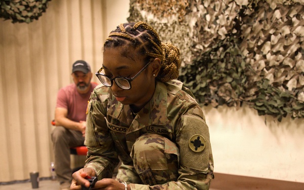A Soldier with the 184th Expeditionary Sustainment Command, MSARNG, conducts Combat Life Saver (CLS) Training during Annual Training