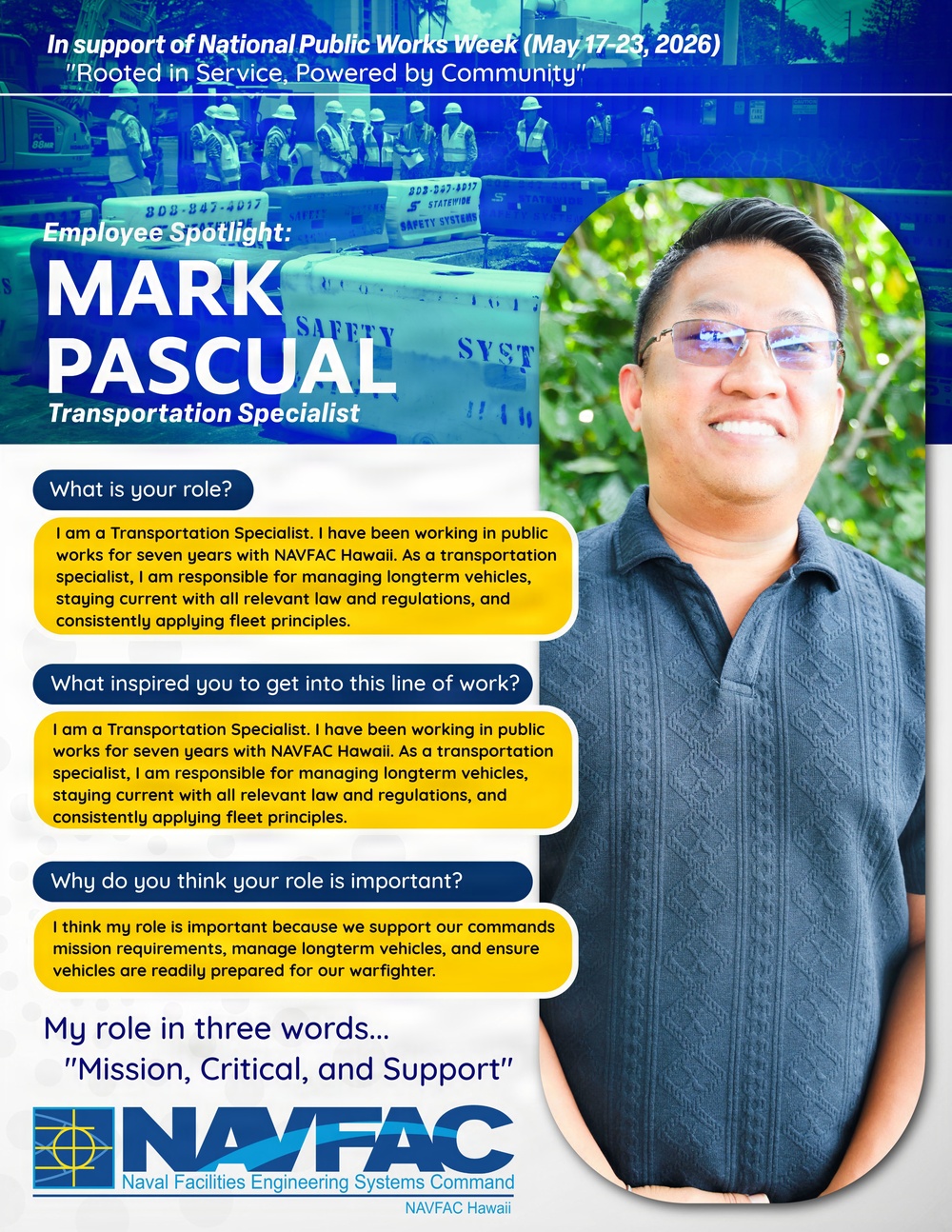 NAVFAC Hawaii Employee Spotlight: Mark Pascual