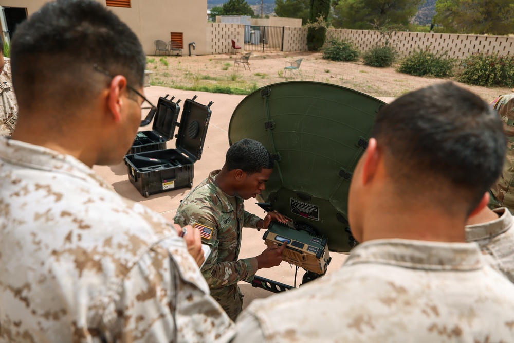 JTF-SB service members perform communication satellite training