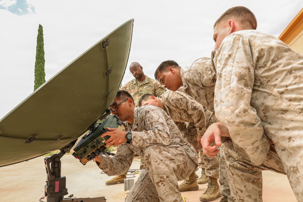JTF-SB service members perform communication satellite training