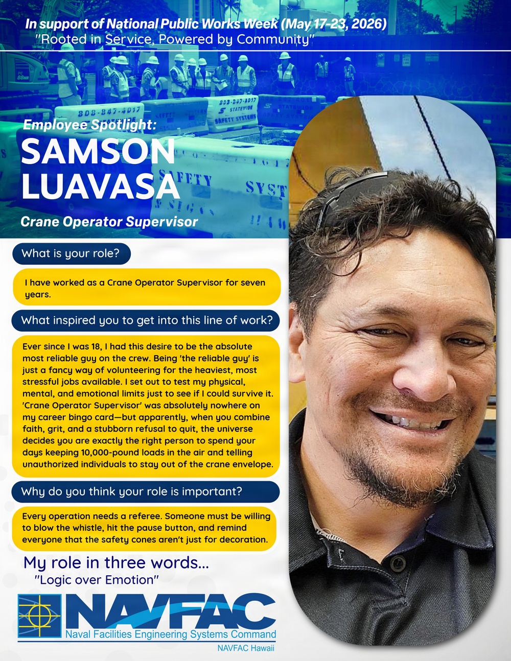 NAVFAC Hawaii Employee Spotlight: Samson Luavasa