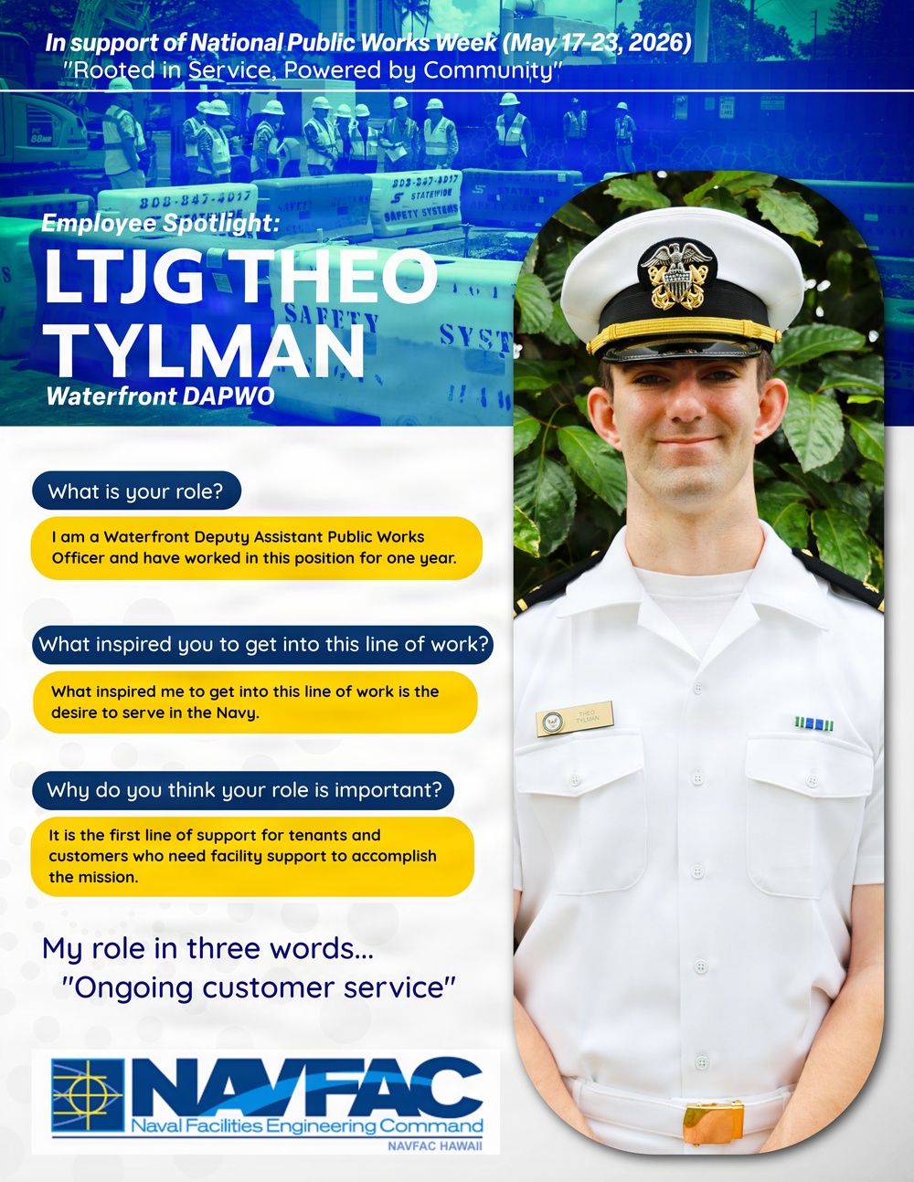 NAVFAC Hawaii Employee Spotlight: Lt. j.g. Theodore Tylman