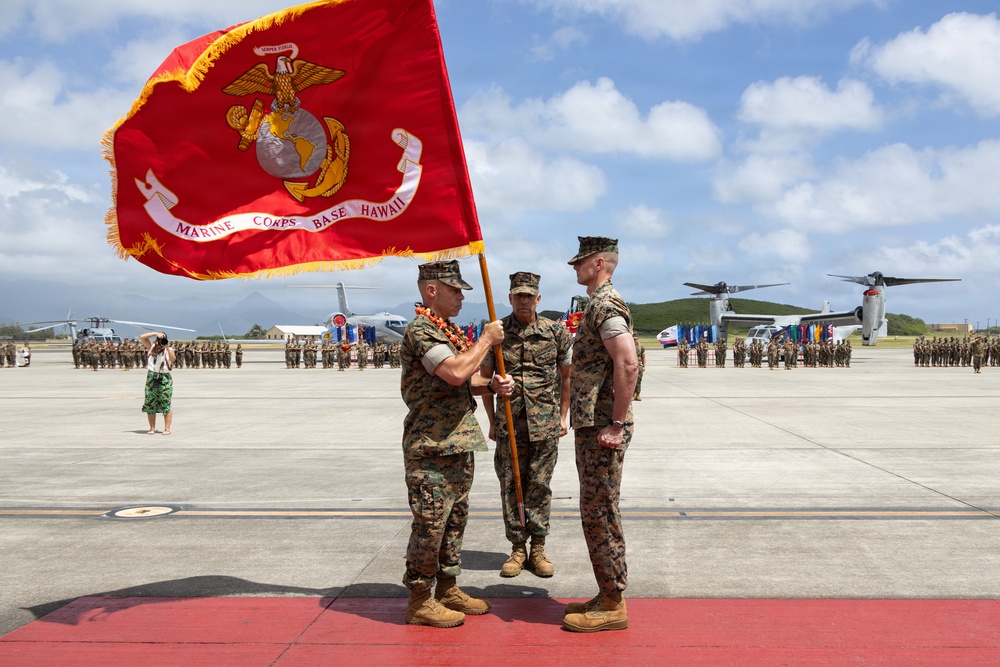 Marine Corps Base Hawaii Change of Command: Col. Jeremy Beaven relinquishes command of MCBH to Col. Stephen DeTrinis