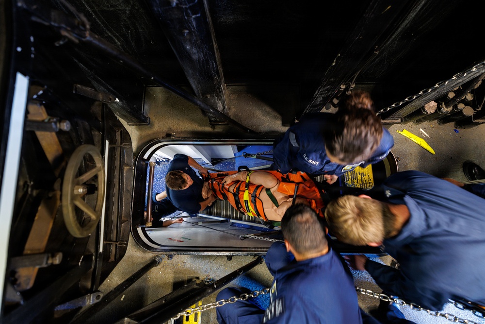 Mount Whitney, HSC-28 Conduct Casualty Evacuation Training