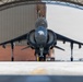 U.S. Marines with VMA-223 fly in a TAV-8B Harrier II