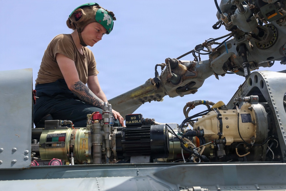 John Finn Sailors Conduct Pre-flight Maintenance