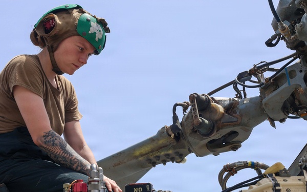 John Finn Sailors Conduct Pre-flight Maintenance
