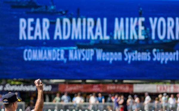 NAVSUP WSS Commander Throws First Pitch for Harrisburg Senators Baseball Team
