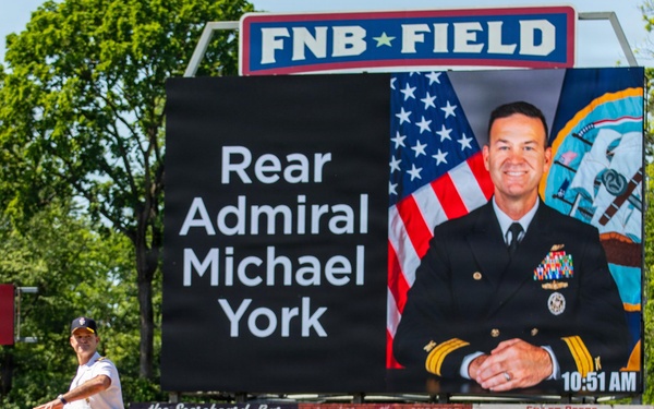 NAVSUP WSS Commander Throws First Pitch for Harrisburg Senators Baseball Team