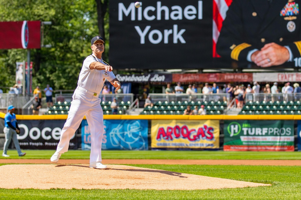 NAVSUP WSS Commander Throws First Pitch for Harrisburg Senators Baseball Team